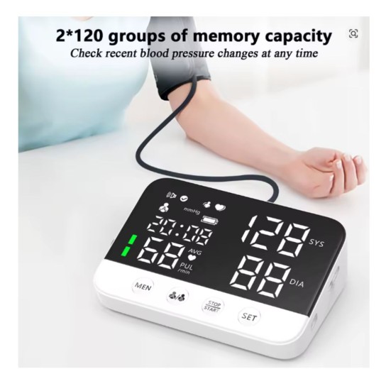 Blood Pressure Monitor Arm Cuff Tensiometer Tonometer Digital Voice Sphygmomanometer Electronic Medical BP Monitors Rechargeable