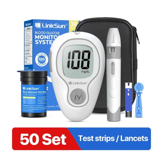 LinkSun G-425-3 Blood Glucose Meter 10/50/100pcs Test Strips Diabetes Blood Sugar Test Glucosemeter 5s Get Results 0.7μL Sample