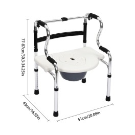 6-in-1 Foldable Aluminum Alloy Walker, Bath Stool, Bidet Shower Chair with Armrests for Elderly, Pregnant Women