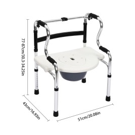 6-in-1 Foldable Aluminum Alloy Walker, Bath Stool, Bidet Shower Chair with Armrests for Elderly, Pregnant Women