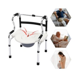 6-in-1 Foldable Aluminum Alloy Walker, Bath Stool, Bidet Shower Chair with Armrests for Elderly, Pregnant Women