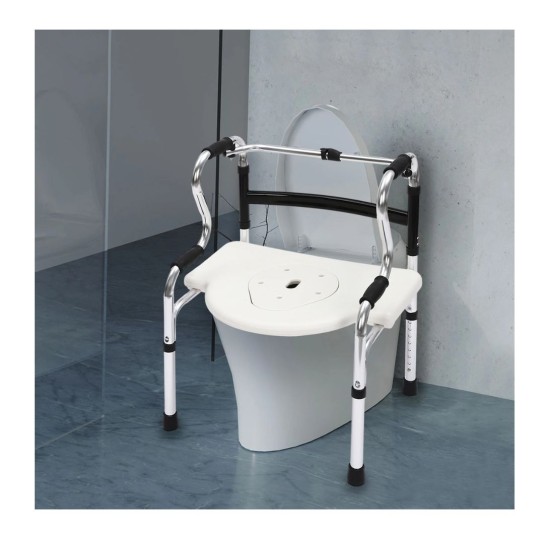 6-in-1 Foldable Aluminum Alloy Walker, Bath Stool, Bidet Shower Chair with Armrests for Elderly, Pregnant Women