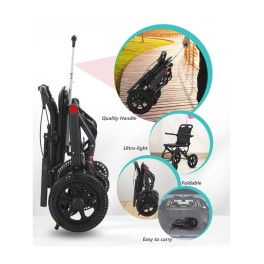 Adult Lightweight Push WheelchairSafe and Stable Ultralight Aluminum WheelchairAirline Approved Folding Transport Wheelchair