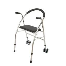 The elderly disabled walker assisted walking Stainless steel quadrangular trolley U-shaped back wheeled cart portable folding