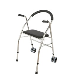 The elderly disabled walker assisted walking Stainless steel quadrangular trolley U-shaped back wheeled cart portable folding