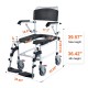 VEVOR Commode Wheelchair with 4 Locking Wheels, Footrest, Folding Arms, Adjustable Height, 3 Levels, 5L Removable Bucket, 350 lbs Capacity for Adults and Seniors