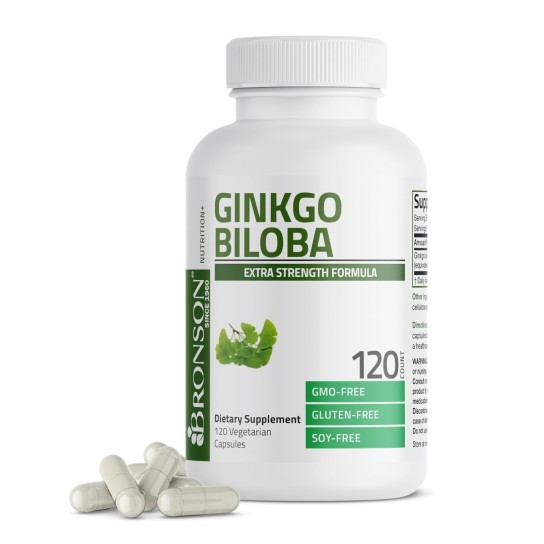 Bronson Ginkgo Biloba Extra Strength Supports Brain Function and Memory Support, 120 Vegetarian Capsules