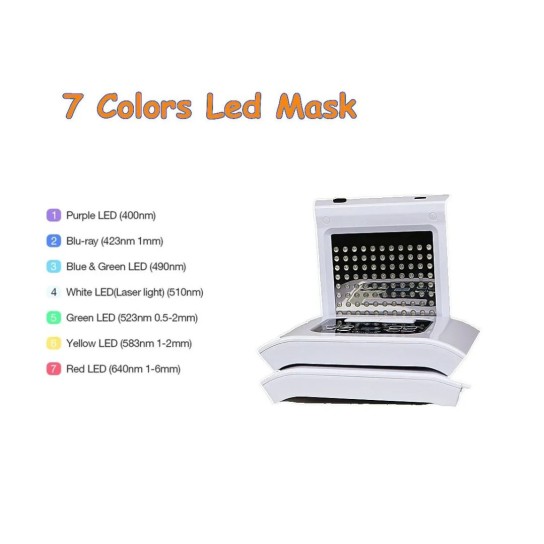 7 Colors PDT LED Photodynamic Therapy Heating Beauty Device LED Facial Mask Acne Removal Anti-Wrinkle Lighten Spots