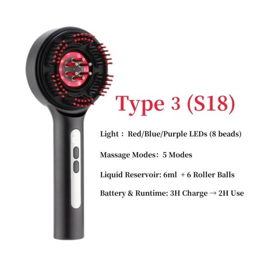 Electric Head Massager Hair Growth Comb Scalp Relax Massager 630nm Red Light Oil Applicator Anti-Hair Loss Hair Care Hairbrush