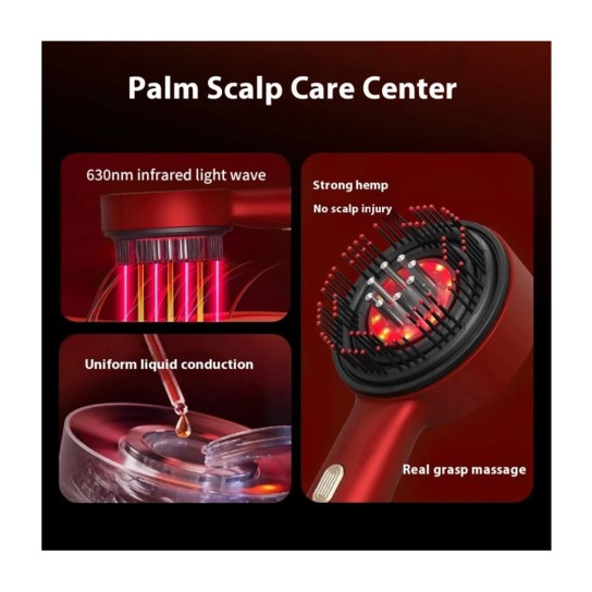 Electric Head Massager Hair Growth Comb Scalp Relax Massager 630nm Red Light Oil Applicator Anti-Hair Loss Hair Care Hairbrush